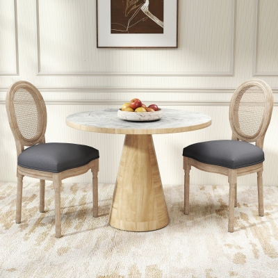 HOMCOM Chaises Louis XVI Bois 2pcs Salle à Manger