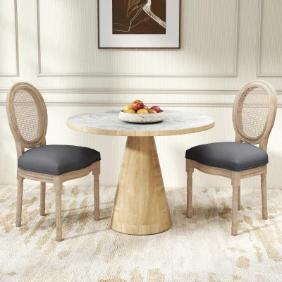 HOMCOM Chaises Louis XVI Bois 2pcs Salle à Manger