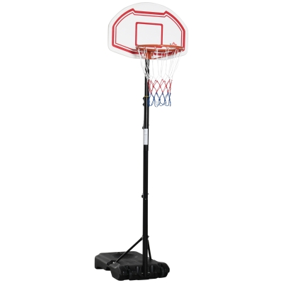 HOMCOM Canasta de Baloncesto con Altura Ajustable 258-314 cm Aro de Baloncesto con Ruedas y Base Rellenable Negro y Rojo