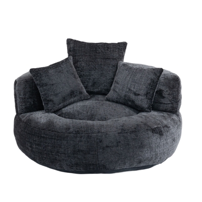 Lazy Sofa Bean Bag Chair with Memory Foam Filling and Chenille Fabric, Black