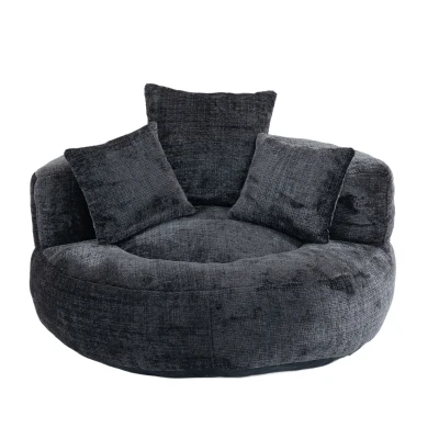 Lazy Sofa Bean Bag Chair with Memory Foam Filling and Chenille Fabric, Black