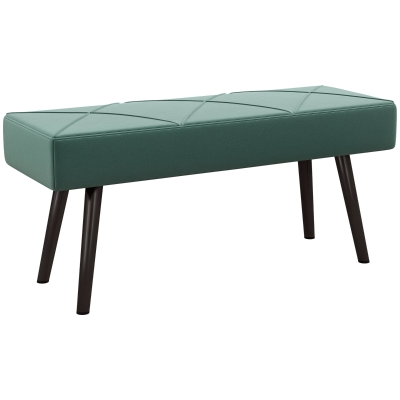 HOMCOM X-Shape End of Bed Bench Steel Legs Upholstered Green