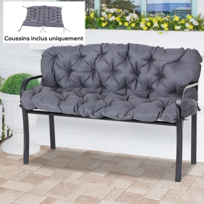 Outsunny Coussin Banc 2 Places 132x110cm Gris Confort