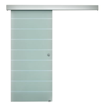 HOMCOM Porta scorrevole 90cm x 0.8cm x 205cm Vetro smerigliato con strisce