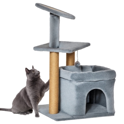 PawHut Albero tiragraffi 48cm x 48cm x 84cm Grigio