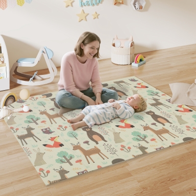 AIYAPLAY Gepolsterter faltbarer Wendbarer Kinderspielteppich 196x176x1,5 cm Wasserfest Mehrfarbig