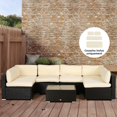 Outsunny Housses Coussins Salon Jardin Polyester Beige 14pcs