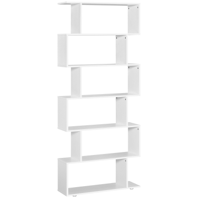HOMCOM Estanteria Libreria 6 Estantes Madera Forma S 80x24x191 cm Estantes Color Blanco
