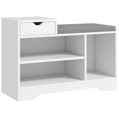 HOMCOM Banc à Chaussures 1 Tiroir 3 Compartiments MDF 5 Paires