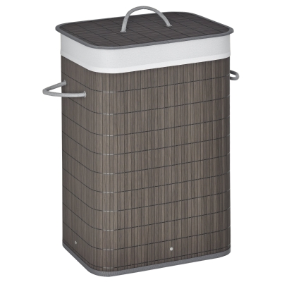 HOMCOM Collapsible Laundry Basket Grey with Flip Lid