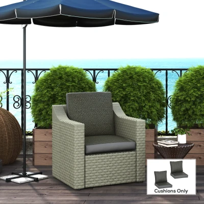 Outsunny 4-Piece Outdoor Seat Cushions with Backrest, Grey