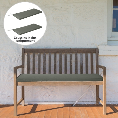 Coussins Banc Jardin Déhoussables Gris 120x50cm