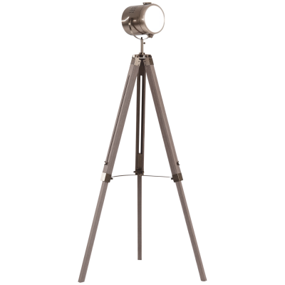 HOMCOM Industrial Tripod Floor Lamp Wood Legs Grey/Bronze