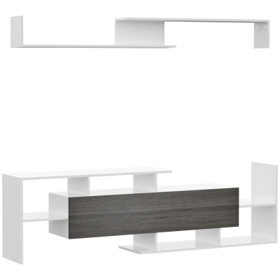 HOMCOM Modern TV Cabinet Wall Shelf for 65" TVs White/Grey