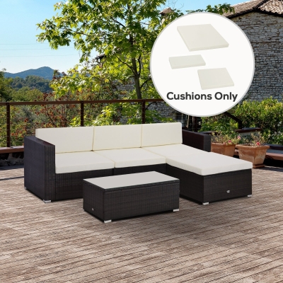 Outsunny Rattan Cushion Pad Set 7 Piece Cream