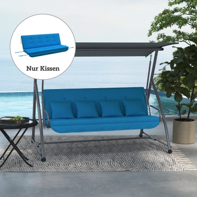 Outsunny Auflagen-Set für Hollywoodschaukel 170 cm Stuhlkissen Schaukelauflage Sitzkissen Gartenschaukel Gartenpolster Rückenkissen Seitenkissen Blau