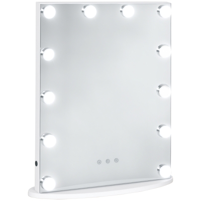HOMCOM Specchio da trucco 41.5cm x 13.5cm x 51cm Bianco