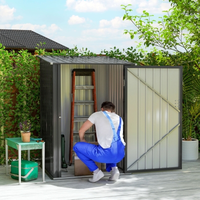 Outsunny Caseta de Jardín Metálica 0,92 m² 100x103x160cm con 1 Puerta y Cerradura para Almacenamiento de Herramientas Gris Oscuro