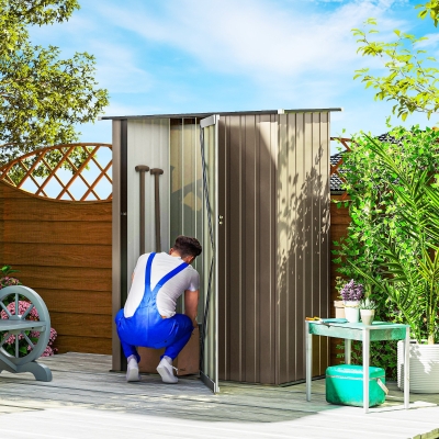 Outsunny Abri Jardin Acier Marron Verrouillable 1.2m²