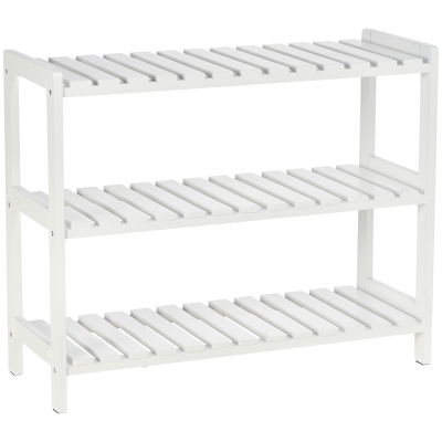 HOMCOM Zapatero de Madera de 3 Niveles Zapatero Recibidor para 9 Pares de Zapatos para Entrada Pasillo 70x26x57,5 cm Blanco
