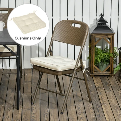 Outsunny Set of 4 Garden Seat Cushions Cream White 42x42cm
