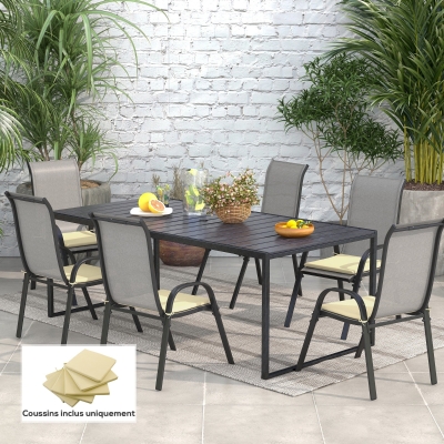 Outsunny 6 Coussins Chaise Jardin 42cm Polyester Beige