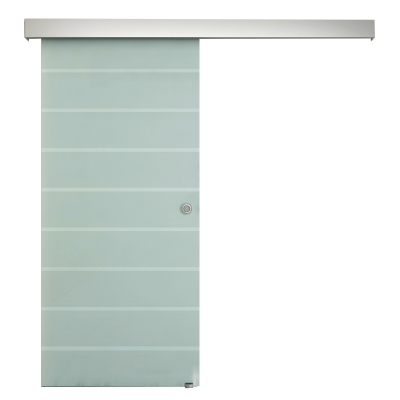 HOMCOM 90cm Sliding Door Set Frosted Glass Hardware Kit