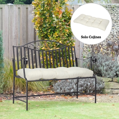 Outsunny Cojín para Banco de 2 Plazas para Interior y Exterior con 8 Puntadas para Sillas Sofás 110x48x8 cm Crema