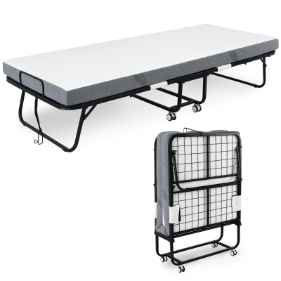 HOMCOM Folding Guest Bed Metal Frame 10cm Mattress