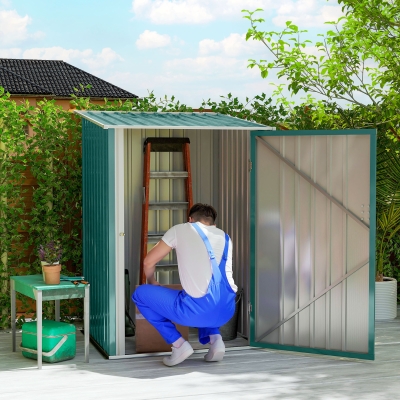 Outsunny Caseta de Jardín Metálica 0,92 m² 100x103x160 cm con 1 Puerta y Cerradura para Almacenamiento de Herramientas Verde