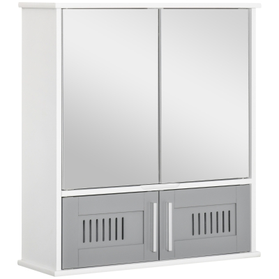 Kleankin Bathroom Mirror Cabinet Wall-Mounted Grey