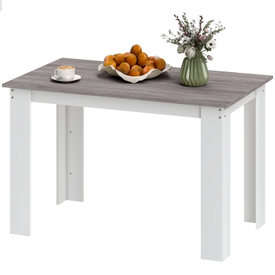 HOMCOM Table à Manger Bois 4-6 Pers. 120x69x75cm Gris Blanc