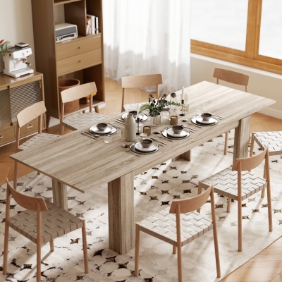 HOMCOM Ausziehbarer Esstisch, von 180 auf 260 cm erweiterbar, für 6-10 Personen, Holz