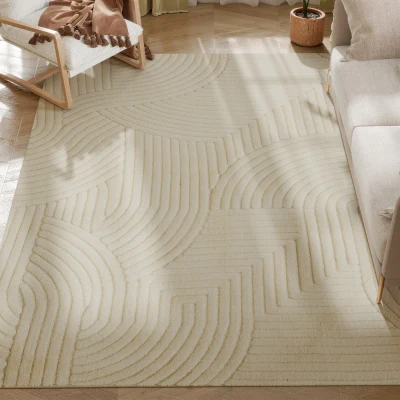 HOMCOM Tappeto in Stile Moderno Antiscivolo e Lavabile a Pelo Corto