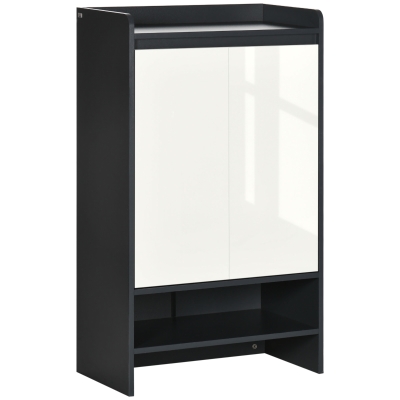 HOMCOM High Gloss Shoe Cabinet Grey for 15 Pairs