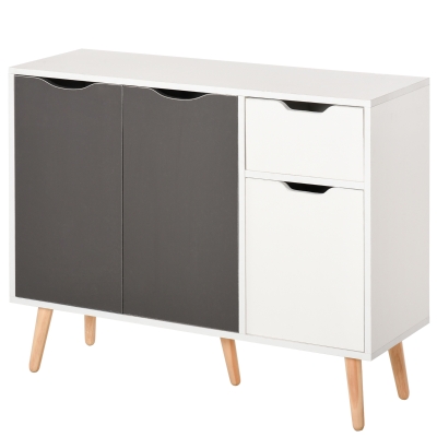 HOMCOM Storage Cabinet with Drawer Grey  Bedroom & Office