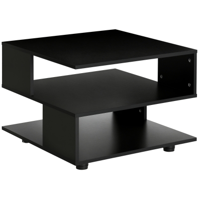 HOMCOM Beistelltisch, Couchtisch, modernes Design, 3 Ablageebenen, schwarz, 60 x 60 x 45cm