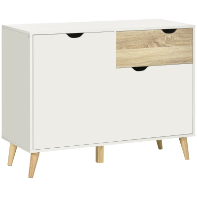 HOMCOM Modern Sideboard Storage Cabinet White with Drawer