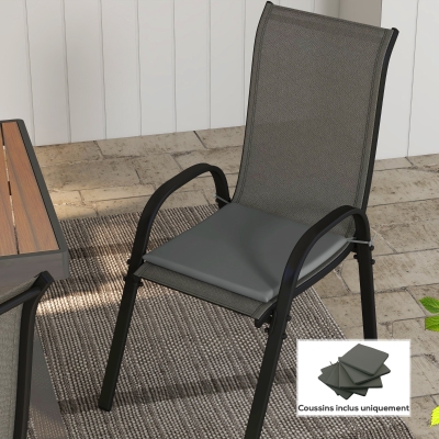 Outsunny 6 Coussins Chaise 42x42cm Polyester Gris