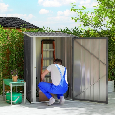 Outsunny Caseta de Jardín Metálica 0,92 m² 100x103x160 cm con 1 Puerta y Cerradura para Almacenamiento de Herramientas Gris