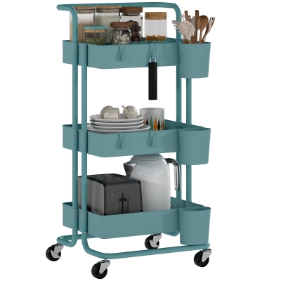HOMCOM Carrello da Cucina a 3 Livelli con Maniglie
