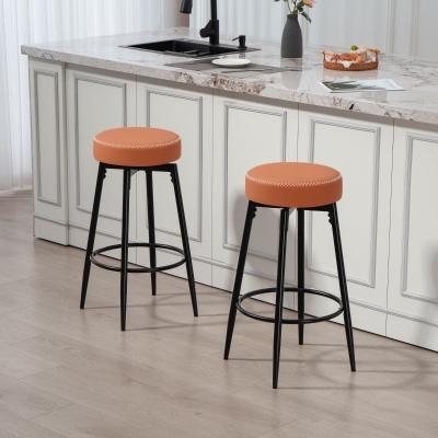 HOMCOM Faux Leather Bar Stools Set of 2 Brown/Black