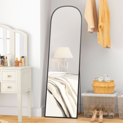 HOMCOM Espelho de Pé Espelho de Corpo Inteiro 50x170 cm com Estrutura de Liga de Alumínio e Suporte para Sala Quarto Preto