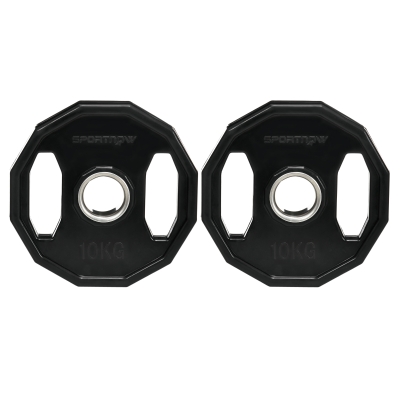 SPORTNOW Conjunto de 2 Discos de Pesas de 10 kg con Orificio de 5 cm para Entrenamiento de Fuerza  Ø32x4 cm Negro
