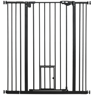 PawHut Barrière Animaux 104,1H cm Porte Auto Noir