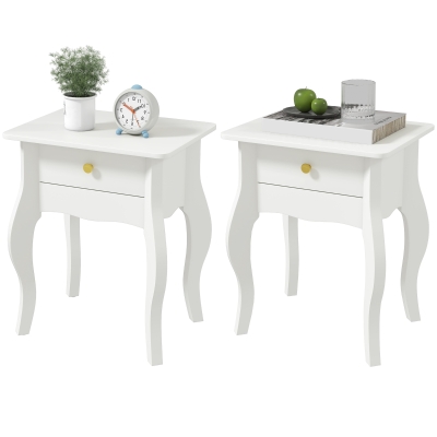 HOMCOM Lot de 2 Tables d'Appoint Blanc 45x35x55 cm Salon/Chambre