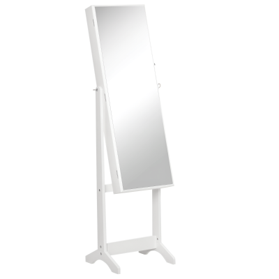 HOMCOM Full Length Mirror Jewellery Cabinet Lockable White