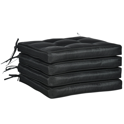 Outsunny Set of 4 Garden Seat Cushions 42x42cm Black