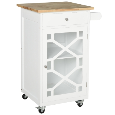 HOMCOM Desserte Cuisine Blanc Tiroir Porte-Serviette
