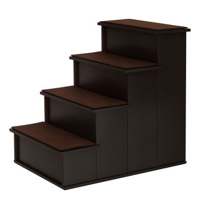 PawHut Scaletta per Cani 4 Scalini con Cuscini Rimovibili Marrone